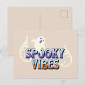 ハロウィーン ゴースト スプーキー ビブラス レトロ ポストカード (正面/裏面)