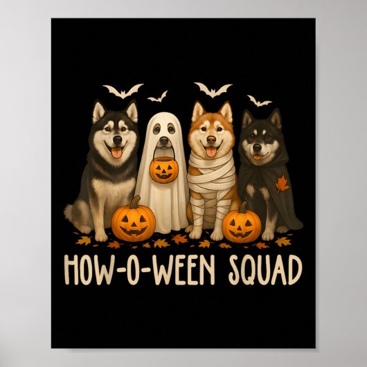 ハロウィーン ゴースト ハスキー 犬 ママ ハスキー 愛好家 メンズ レディース ポスター (正面)