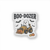 ハロウィーン ゴースト ブルドーザー デザイン_1 シール (正面)