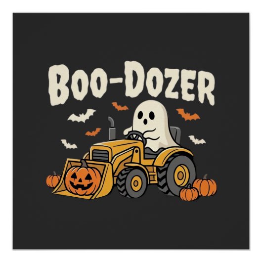 ハロウィーン ゴースト ブルドーザー デザイン_1 ポスター (正面)