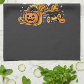 ハロウィーン ゴースト ブルドーザー_1 キッチンタオル (折り畳み)