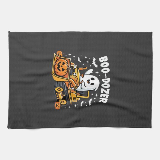 ハロウィーン ゴースト ブルドーザー_1 キッチンタオル (横)