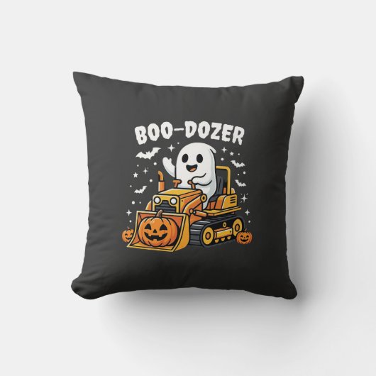 ハロウィーン ゴースト ブルドーザー_1 クッション (正面)