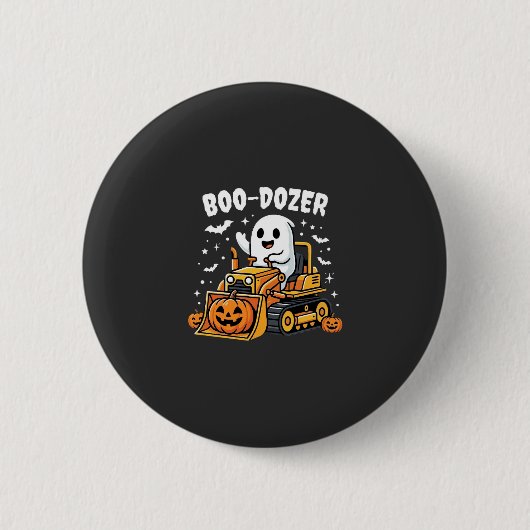 ハロウィーン ゴースト ブルドーザー_1 缶バッジ (正面)