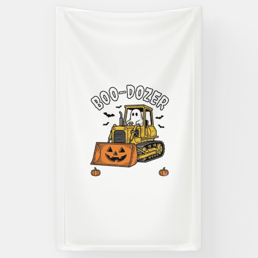 ハロウィーン ゴースト ブ ドーザー おもしろい ブルドーザー_1 横断幕 (縦)
