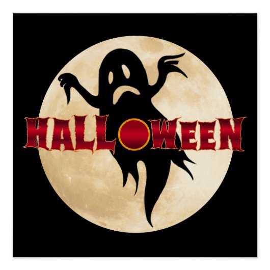 ハロウィーン ゴースト 月 ポスター (正面)