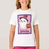 ハロウィーン ゴースト 魔法使い 名前入りスタンプ Tシャツ (正面)
