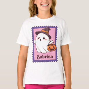 ハロウィーン ゴースト 魔法使い 名前入りスタンプ Tシャツ