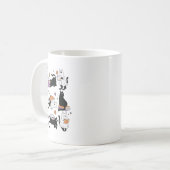 ハロウィーン ゴースト 黒猫 本を読む コスチューム コーヒーマグカップ (正面左)