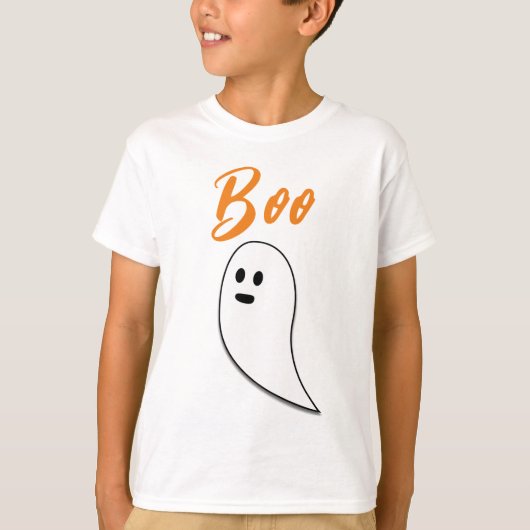 ハロウィーン ゴースト 黒 白 オレンジ ブー Tシャツ (正面)