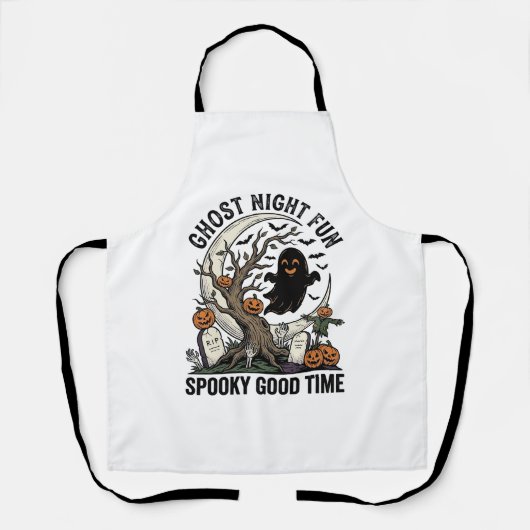 ハロウィーン ゴースト Tシャツ ヴィンテージ 墓地 面白い デザイン エプロン (正面)