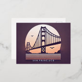 ハロウィーン – ゴールデンゲートブリッジ | 霧の深い夜 箔シーズンポストカード (正面/裏面)