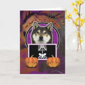 ハロウィーン – ジャストアリ不気味ル – 柴犬 – ヤシャ カード (黄色い花)