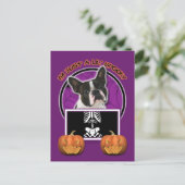 ハロウィーン – ジャストア不気味リア – Boston Terrier ポストカード (スタンド正面)