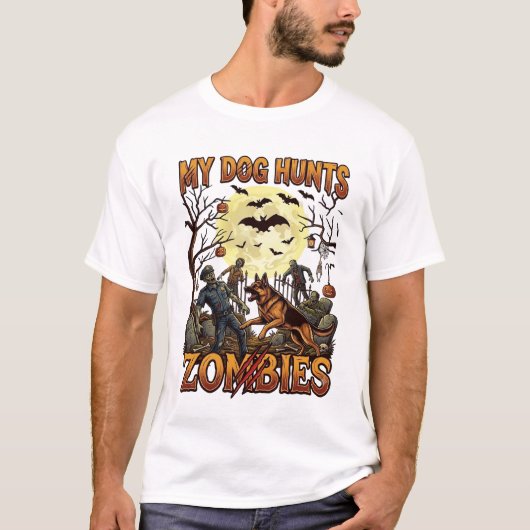 ハロウィーン ジャーマンシェパード 吸血鬼退治 三日月_1 Tシャツ (正面)