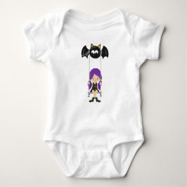 ハロウィーン、スイング上の魔女、こうもり、トリックまたは治療 ベビーボディスーツ