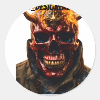 ハロウィーン、スカル、クラシックラウンドステッカー ラウンドシール