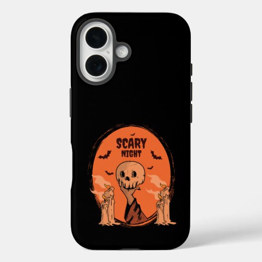 ハロウィーン スカル&コウモリ デザイン 怖い夜 Case-Mate iPhoneケース (裏面)