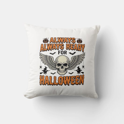ハロウィーン スカル シャツ ビンテージ 彫刻 スプーキー 名言 クッション (正面)
