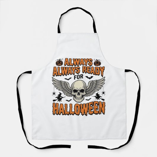 ハロウィーン スカル シャツ ヴィンテージ 彫刻 スプーキー 名言 エプロン (正面)