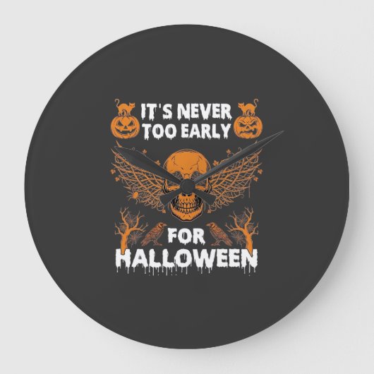 ハロウィーン スカル ヴァイン ウィングス 早めのハロウィーン_1 ラージ壁時計 (正面)