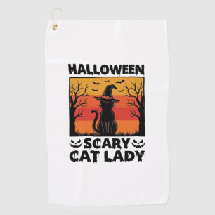 ハロウィーン スケアリー キャット レディ ヴィンテージ 彫刻 Tシャツ D ゴルフタオル