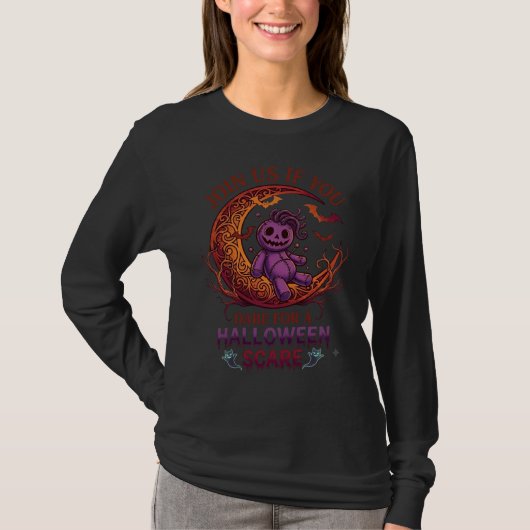 ハロウィーン スケア パープル ヴードゥー ドール 三日月 M Tシャツ (正面)