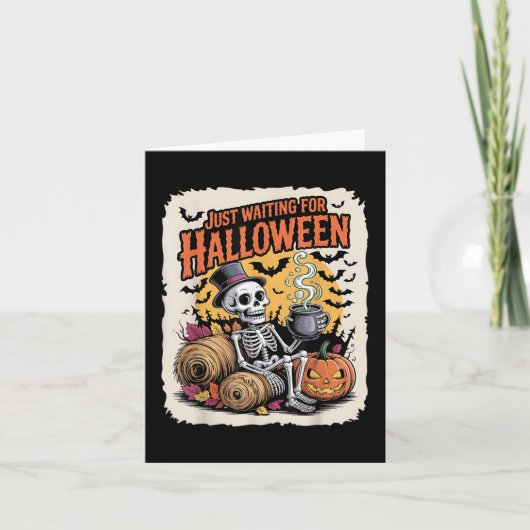ハロウィーン_スケルトンおもしろいカボチャ待ち カード (正面)