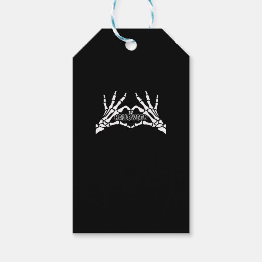 ハロウィーン – スケルトンハンドハート ギフトタグ (正面)