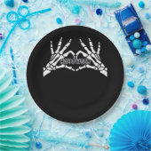 ハロウィーン – スケルトンハンドハート ペーパープレート (パーティー)