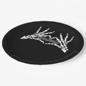 ハロウィーン – スケルトンハンドハート ペーパープレート (アングル)