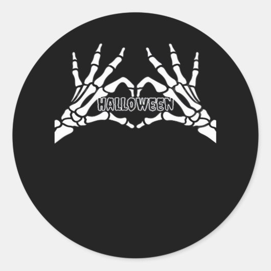 ハロウィーン – スケルトンハンドハート ラウンドシール (正面)