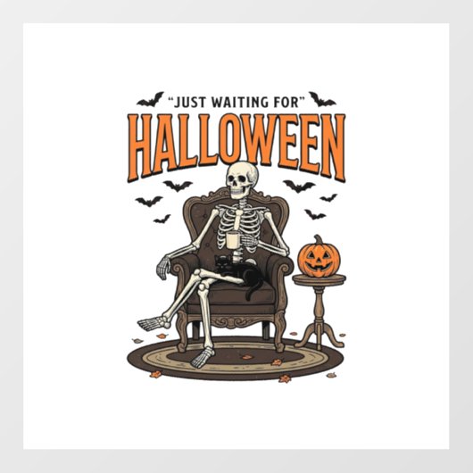ハロウィーン スケルトン おもしろ ヴィンテージ_1 ウィンドウサイン (シート)