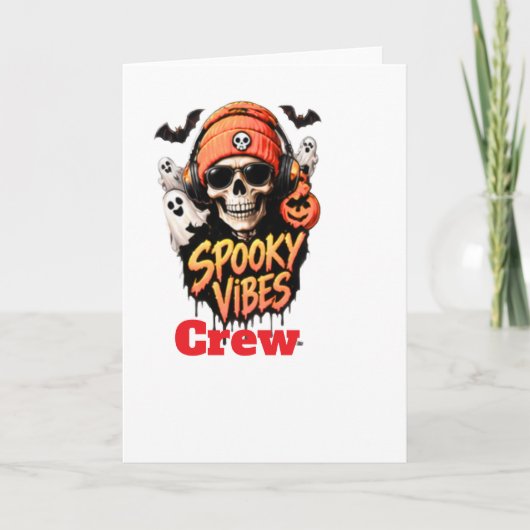 ハロウィーン スケルトン グリーティングカード Spooky Vibes Crew (正面)