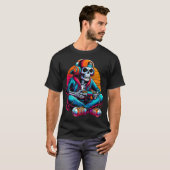 ハロウィーン スケルトン ゲーマー ビデオ ゲーム Tシャツ (正面フル)