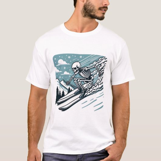 ハロウィーン スケルトン スキー Tシャツ (正面)
