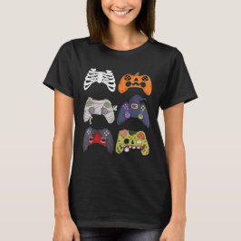 ハロウィーン スケルトン ゾンビ ゲーミングコントローラー ミイラ Tシャツ
