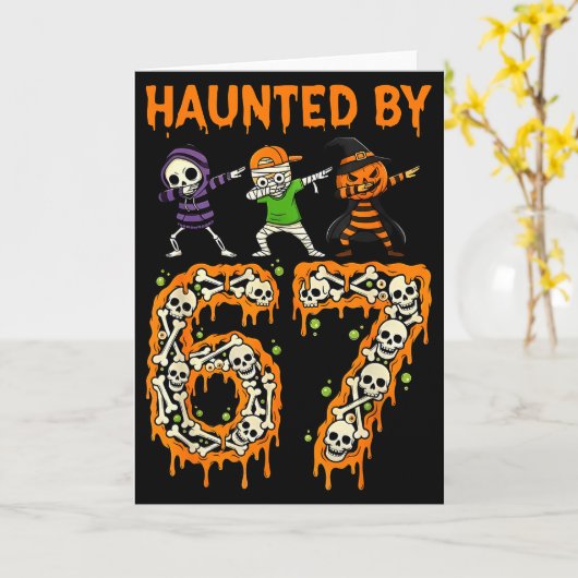 ハロウィーン スケルトン ダビング ミーム メンズ 6−7 に取り憑かれた カード (黄色い花)