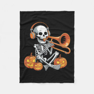ハロウィーン スケルトン トロンボーン トロンボーン奏者 フリースブランケット