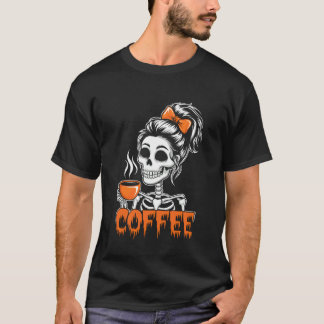 ハロウィーン スケルトン メッシーバン コーヒー おもしろ コスチューム Tシャツ
