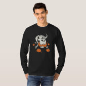 ハロウィーン スケルトン 恐竜 パンプキン Tシャツ (正面フル)
