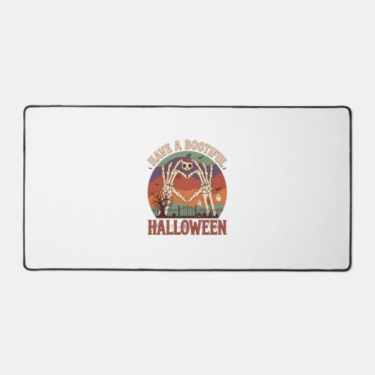 ハロウィーン スケルトン 手 猫のドクロ W デスクマット (正面)