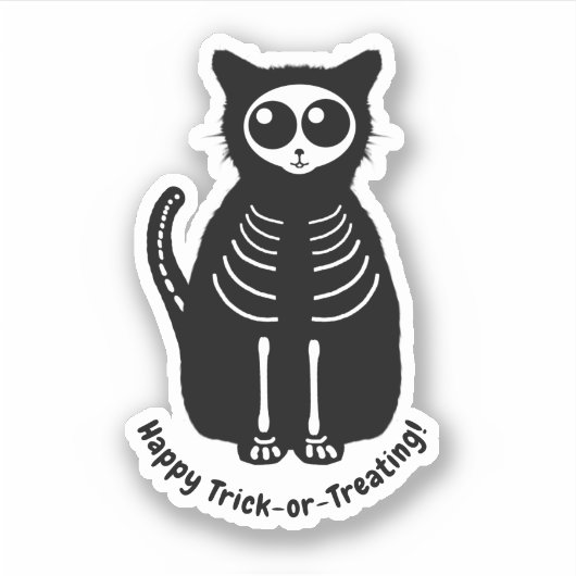 ハロウィーン スケルトン 猫 シール (正面)