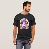 ハロウィーン スケルトン 猫 子猫 魔女 女子 Tシャツ (正面フル)