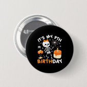 ハロウィーン スケルトン 9歳の誕生日を祝おう 面白い 缶バッジ (正面&裏面)