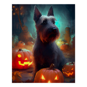 ハロウィーン スコティッシュ テリア かぼちゃ 怖い ポスター
