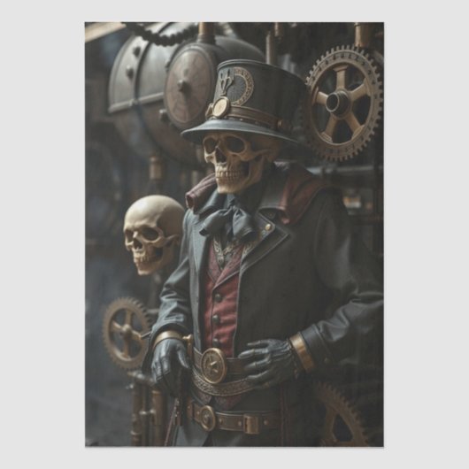 ハロウィーン スチームパンク スケルトン 薄葉紙 (正面)