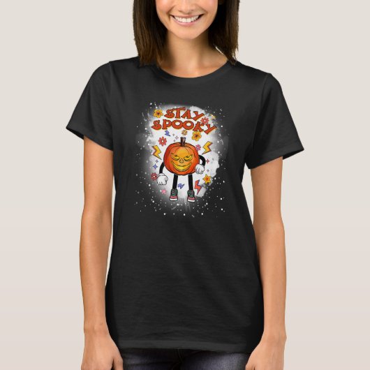 ハロウィーン ステイスプーキー スケアリー ジャックオランタン Tシャツ (正面)