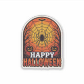 ハロウィーン スパイダーウェブ ヴィンテージ 彫刻デザイン シール (正面)