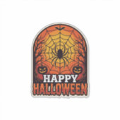 ハロウィーン スパイダーウェブ ヴィンテージ 彫刻 デザイン シール (正面)